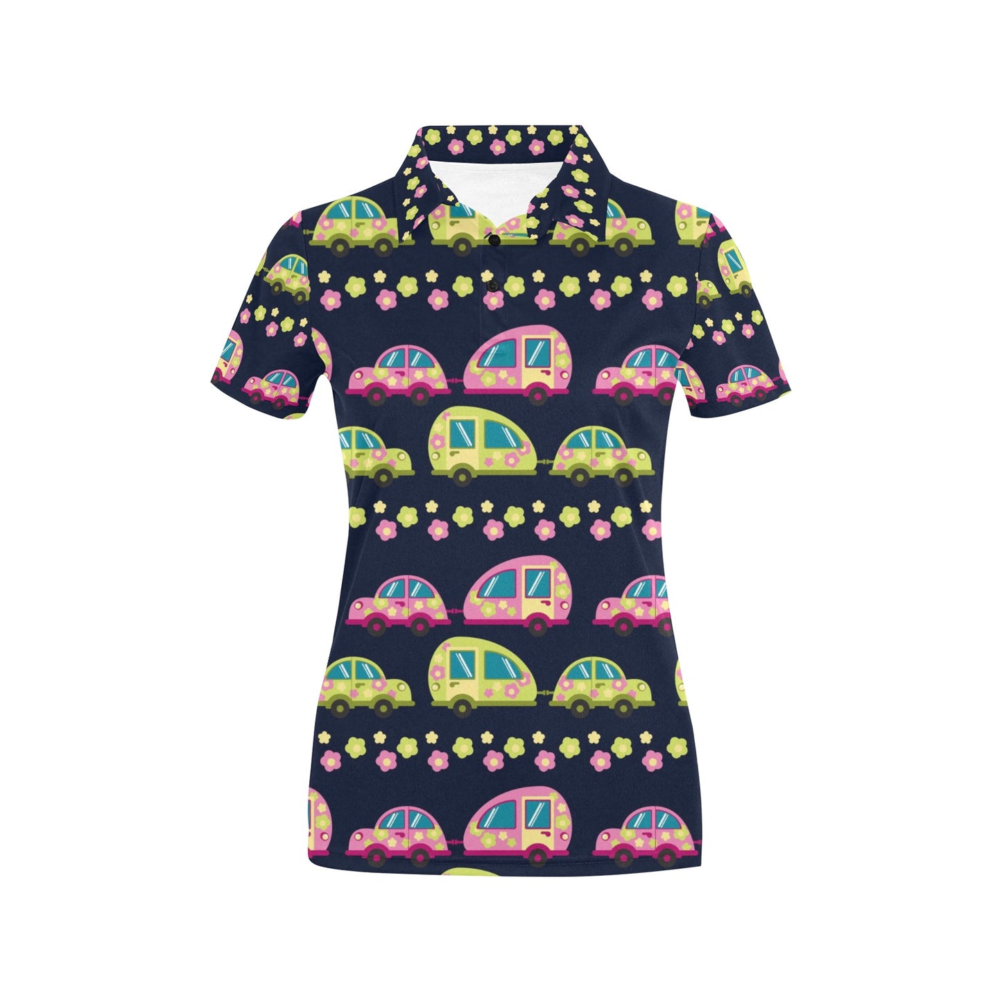 Camper Cute Camping Design No 3 Print Women's Polo Shirt