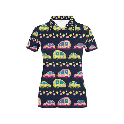 Camper Cute Camping Design No 3 Print Women's Polo Shirt