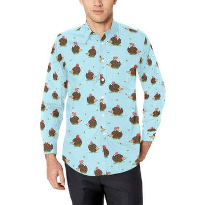 Hedgehog Print Design LKS402 Men's Long Sleeve Dress Shirt