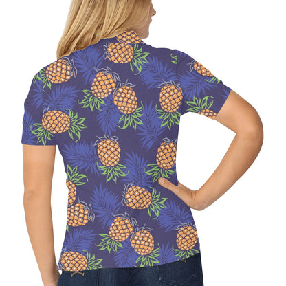 Pineapple Pattern Print Design PP02 Women's Polo Shirt