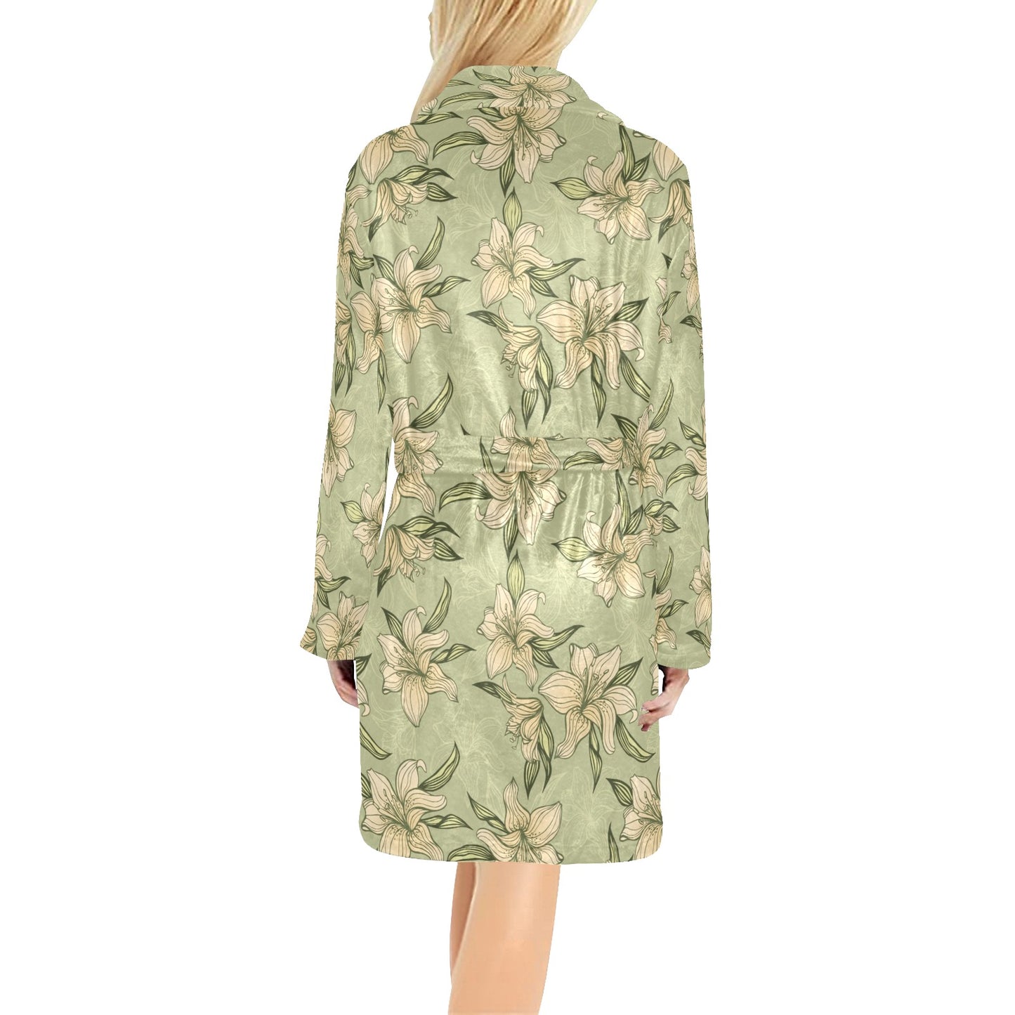 Lily Pattern Print Design LY06 Women's Fleece Robe
