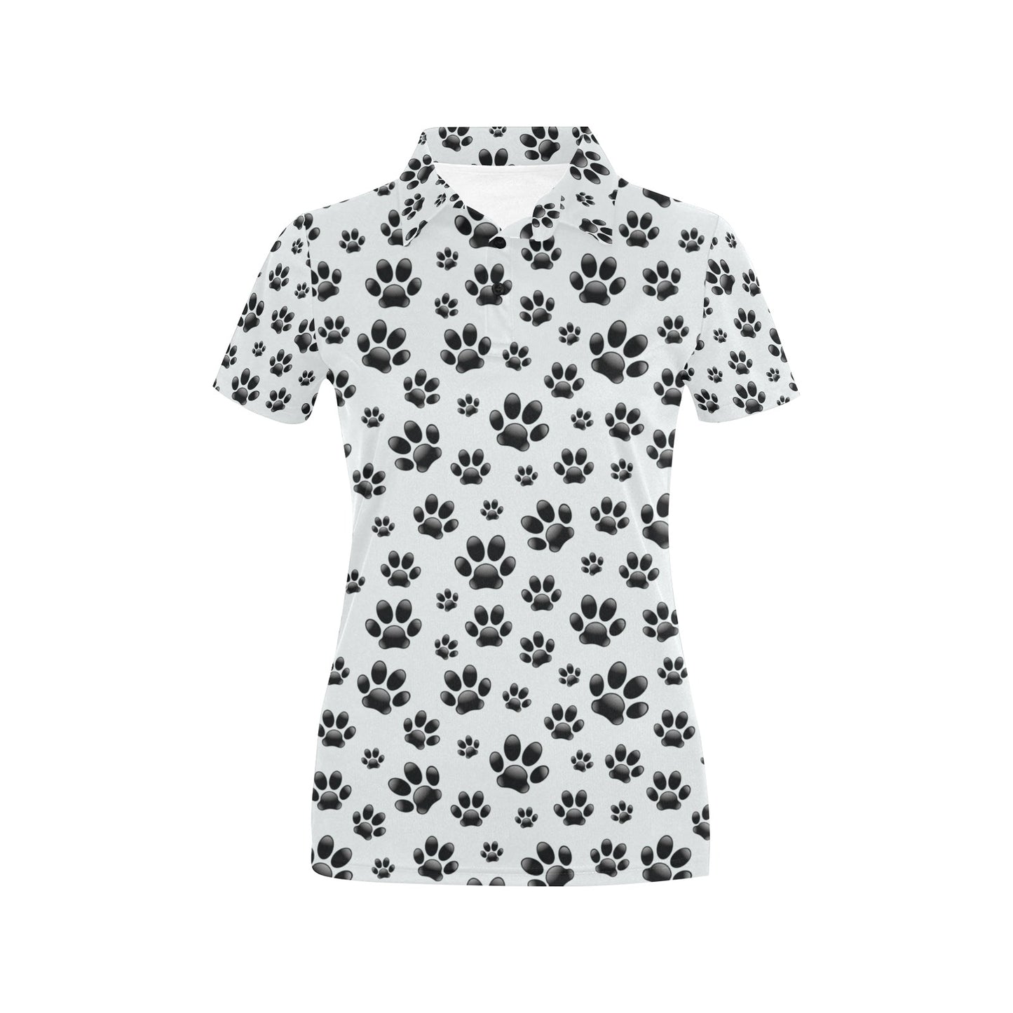 Paw Themed Print Women's Polo Shirt