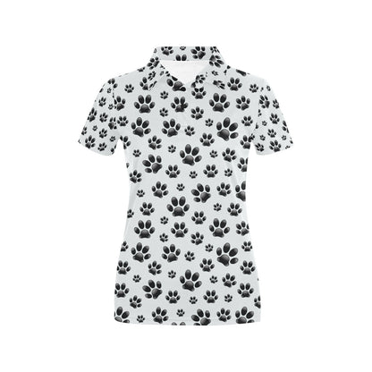 Paw Themed Print Women's Polo Shirt