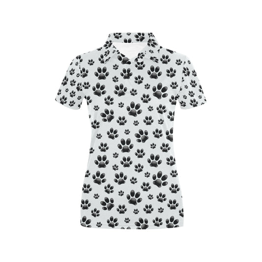 Paw Themed Print Women's Polo Shirt