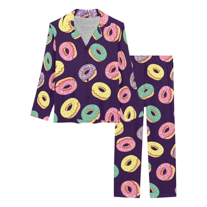 Donut Pattern Print Design DN08 Women's Long Pajama Set
