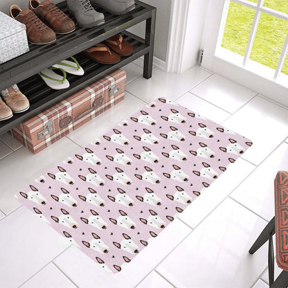 Bull Terrier Pink Print Pattern Rubber Doormat