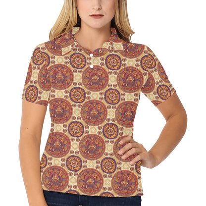 Calendar Aztec Pattern Print Design 01 Women's Polo Shirt