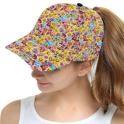 Emoji Sticker Print Pattern Snapback Cap