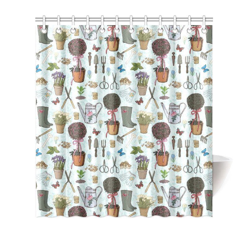 Gardening Pattern Print Design G01 Shower Curtain