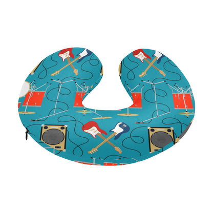 Drum Set Guitar Pattern Print Design 02 U-Shaped Travel Neck Pillow