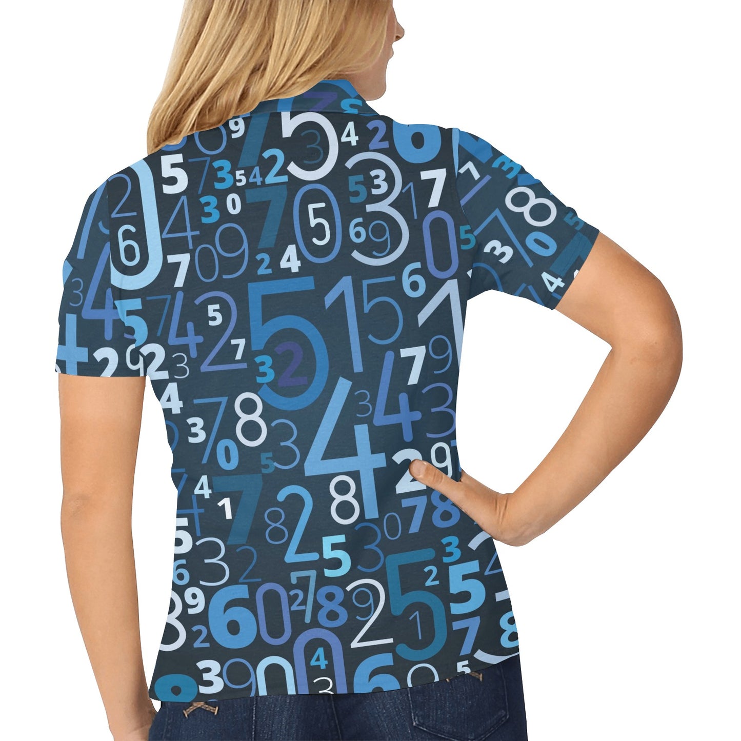 Number Pattern Print Design A02 Women's Polo Shirt