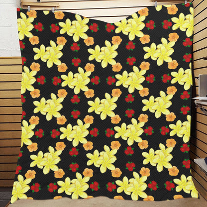 Yellow Plumeria Pattern Print Design PM04 Premium Quilt