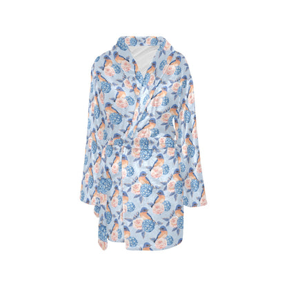 Bluebird Pattern Print Design 01 Women's Fleece Robe