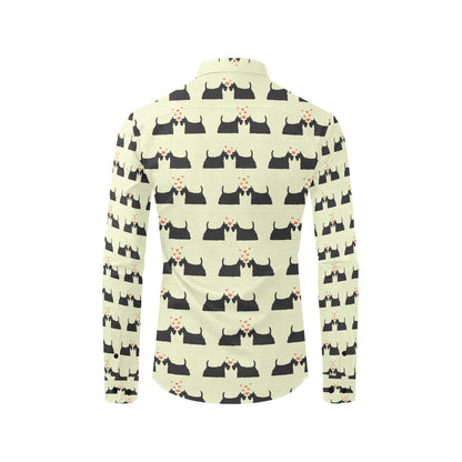 Scottish Terriers Print Design LKS304 Men's Long Sleeve Dress Shirt