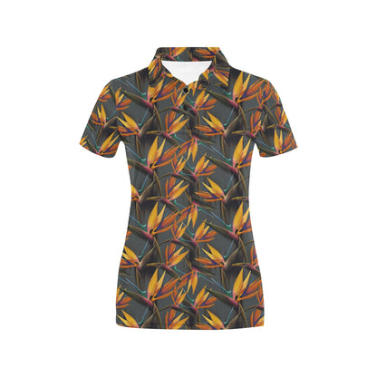 Bird Of Paradise Pattern Print Design 01 Women's Polo Shirt