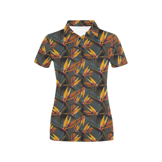 Bird Of Paradise Pattern Print Design 01 Women's Polo Shirt