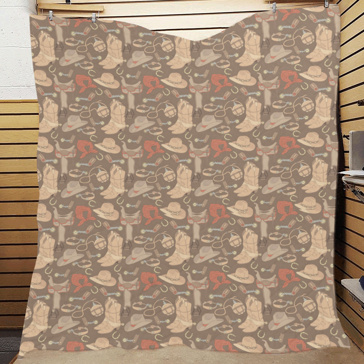 Cowboy Pattern Print Design 02 Premium Quilt
