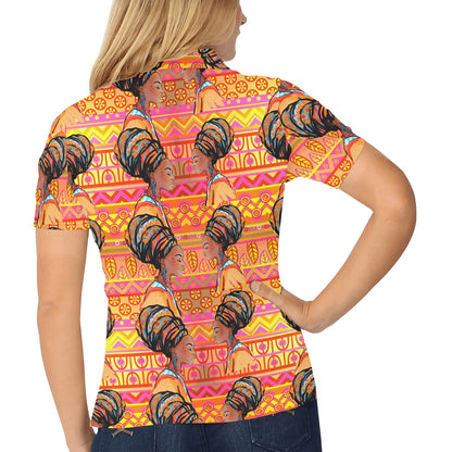 African Girl Aztec Women's Polo Shirt