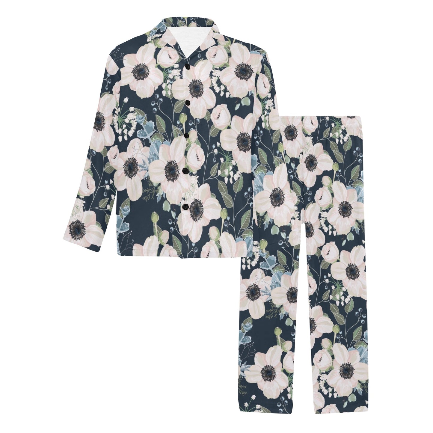Anemone Pattern Print Design AM02 Men's Long Pajama Set