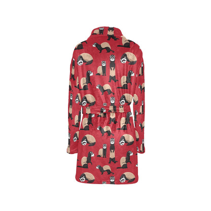 Ferret Pattern Print Design 02 Women's Fleece Robe