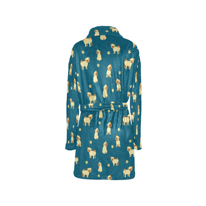 Pug Pattern Print Design A06 Women's Fleece Robe