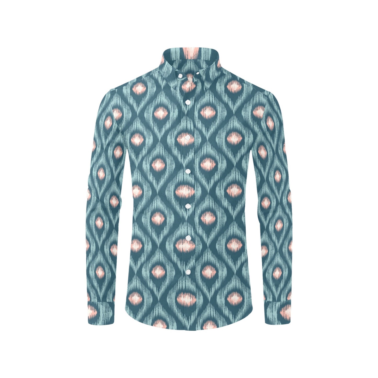 Ikat Print Design LKS402 Men's Long Sleeve Dress Shirt