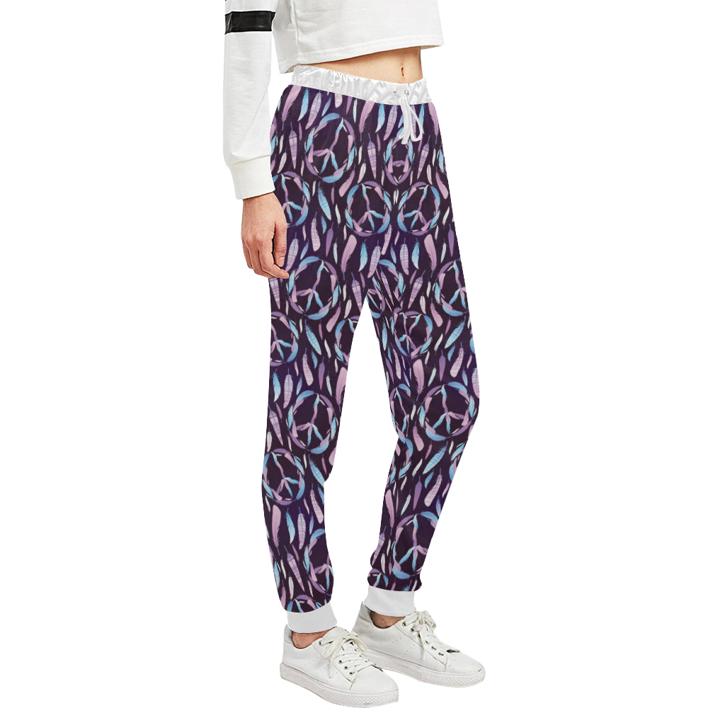 Peace Sign Feather Design Print Unisex Sweatpants