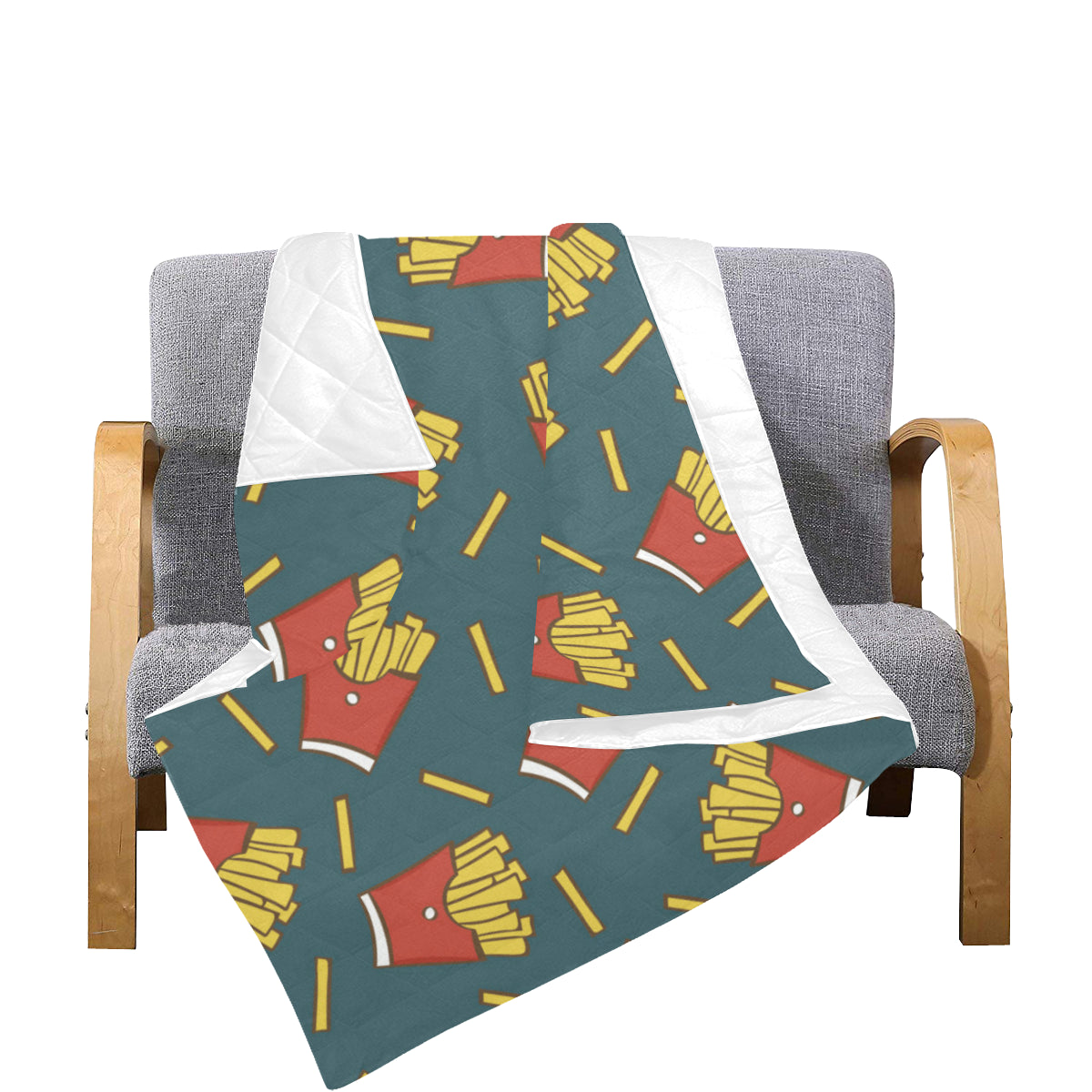 French Fried Pattern Print Design 04 Premium Quilt
