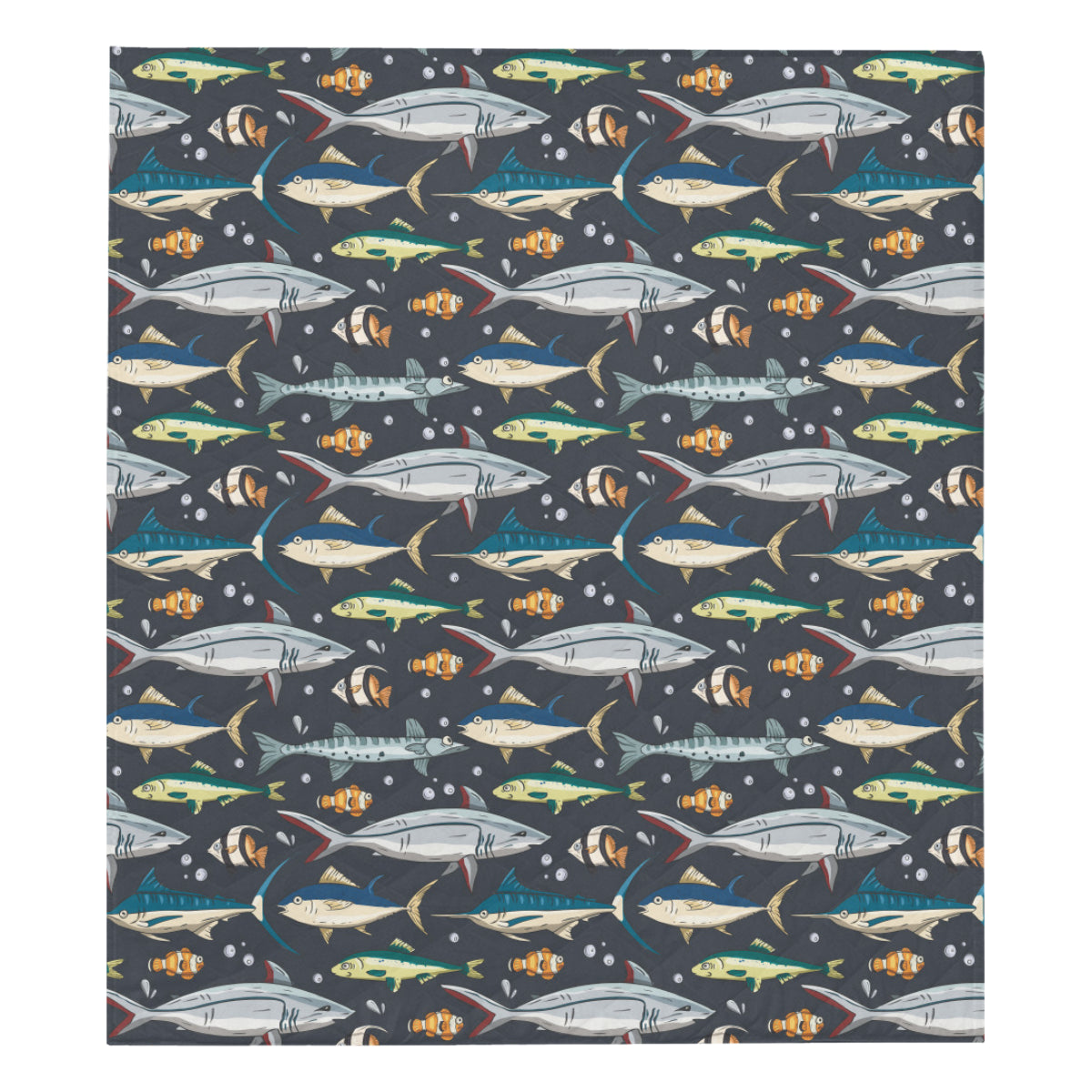 Swordfish Pattern Print Design 04 Premium Quilt