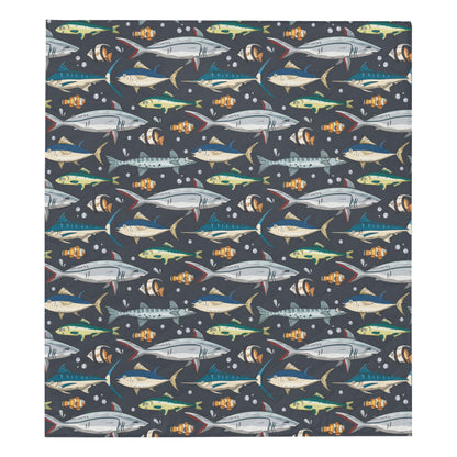 Swordfish Pattern Print Design 04 Premium Quilt