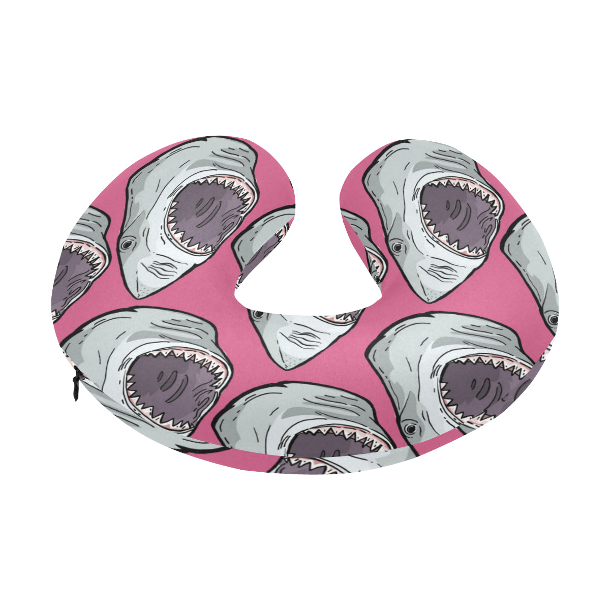 Great White Shark Pattern Print Design 01 U-Shaped Travel Neck Pillow
