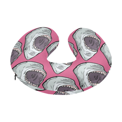Great White Shark Pattern Print Design 01 U-Shaped Travel Neck Pillow