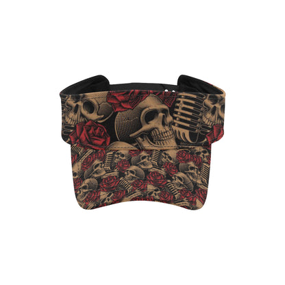 Microphone Skull Rose Pattern Print Design 02 Unisex Sun Visor