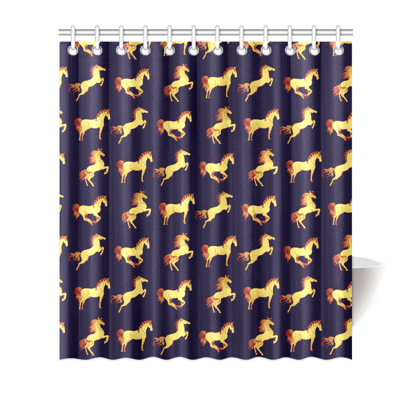 Gold Horse Pattern Shower Curtain