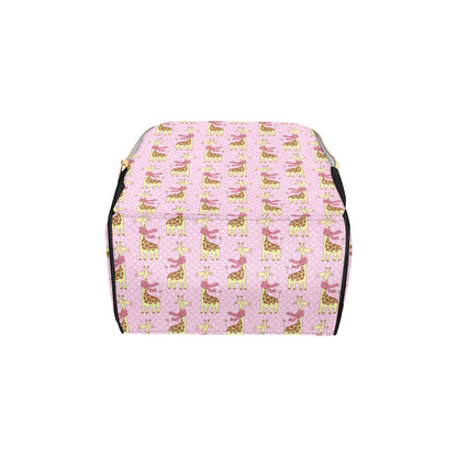 Giraffe Cute Pink Polka Dot Print Diaper Bag Backpack