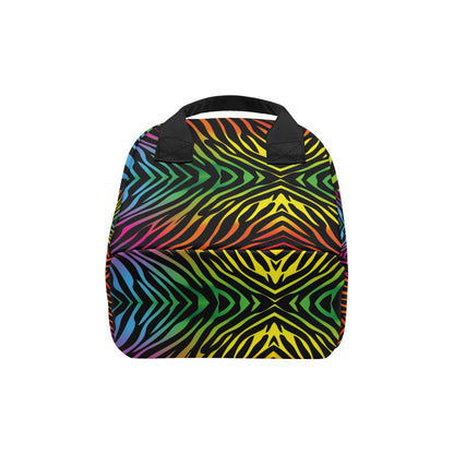 Rainbow Zebra Themed Print Insulated Lunch Bag