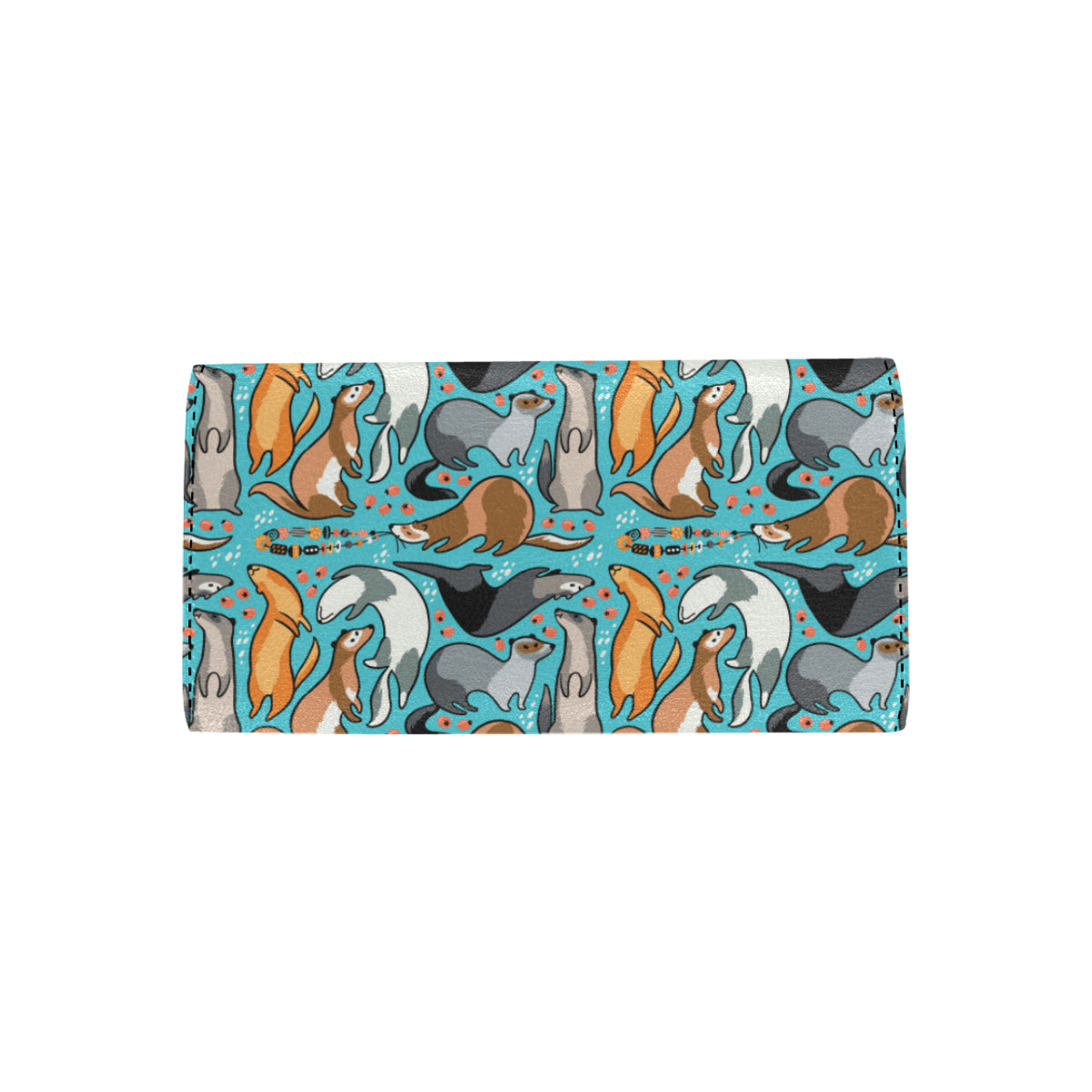 Ferret Pattern Print Design 03 Women's Trifold Wallet