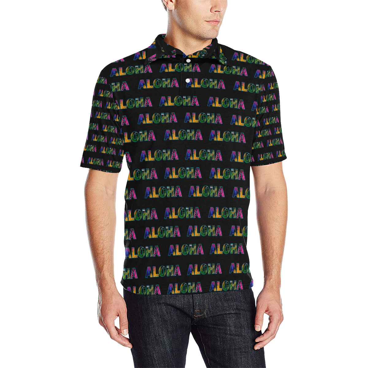 Aloha Hawaii Neon Men Polo Shirt