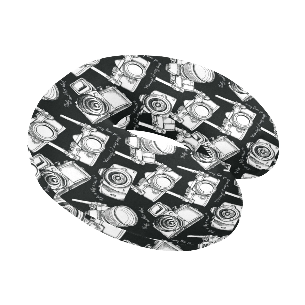 Camera Pattern Print Design 01 U-Shaped Travel Neck Pillow