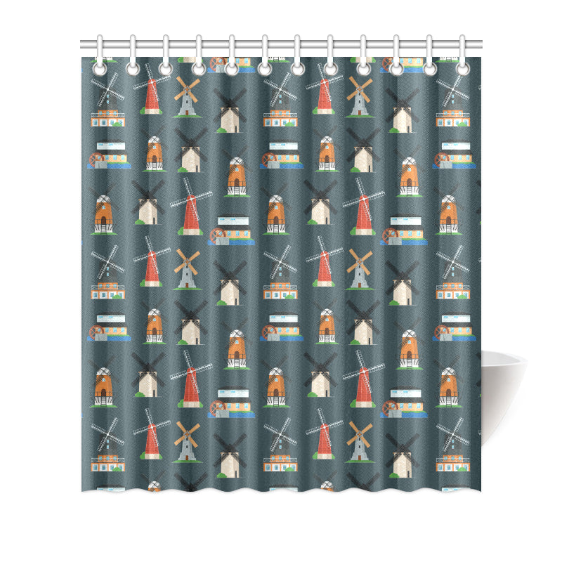 Windmill Pattern Print Design 04 Shower Curtain