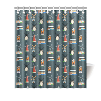 Windmill Pattern Print Design 04 Shower Curtain