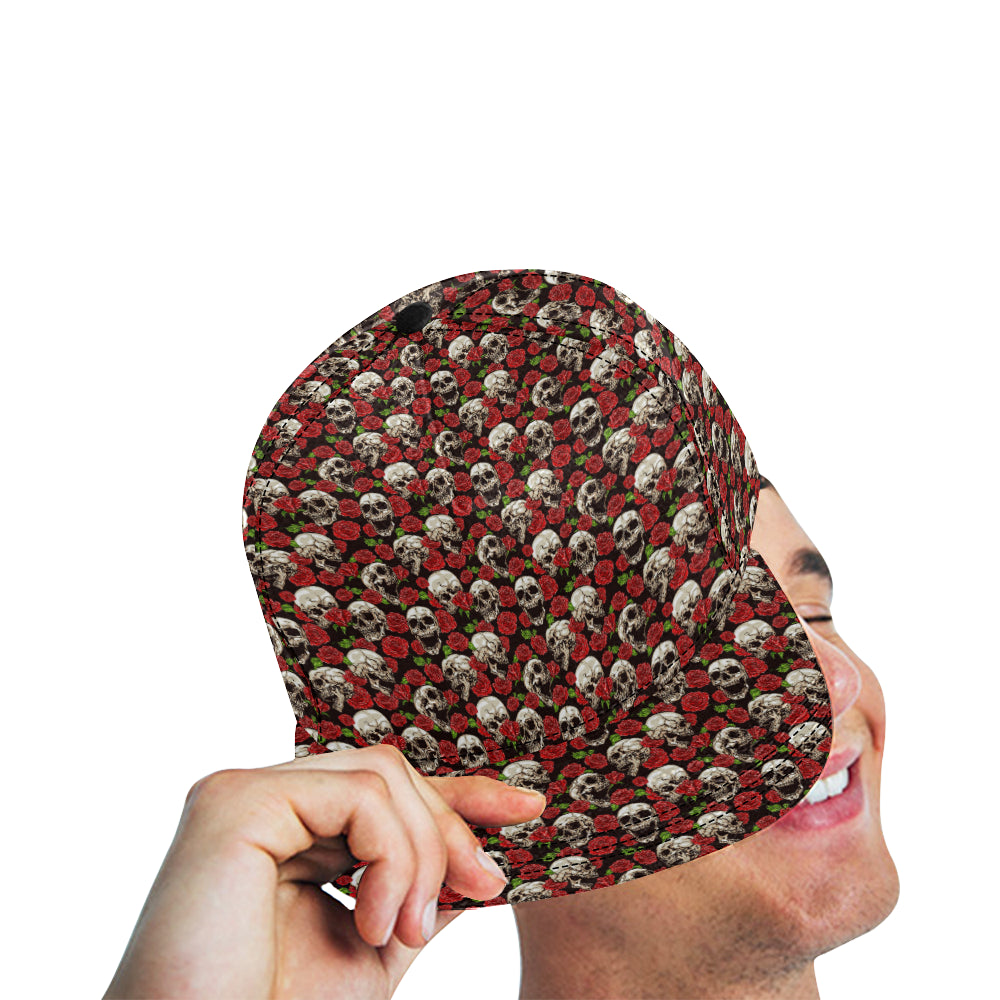 Skull Roses Design Themed Print Snapback Cap