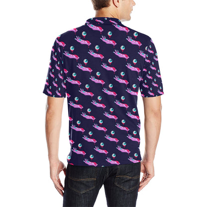 Zombie Pink Hand Design Pattern Print Men Polo Shirt