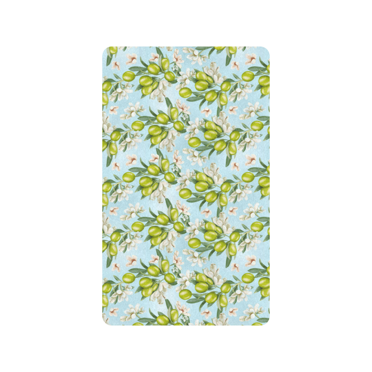 Elegant Olive Floral Print Rubber Doormat