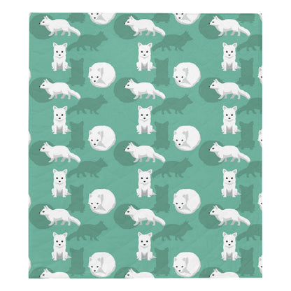 Arctic Fox Pattern Print Design Premium Quilt