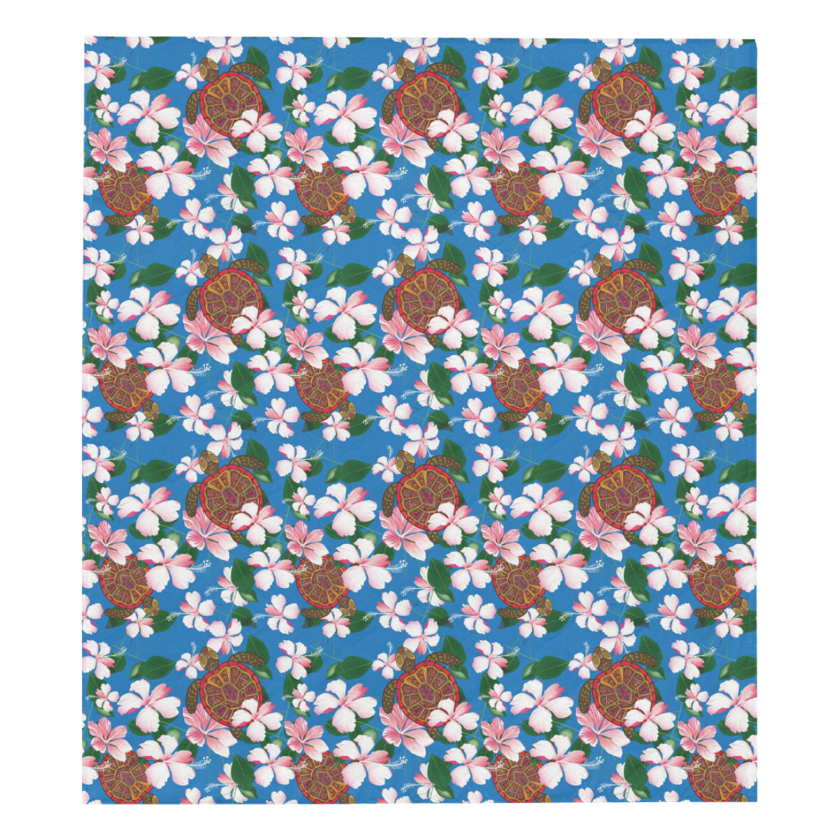Sea Turtle Pink Hibiscus Hawaiian Print Premium Quilt