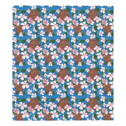 Sea Turtle Pink Hibiscus Hawaiian Print Premium Quilt