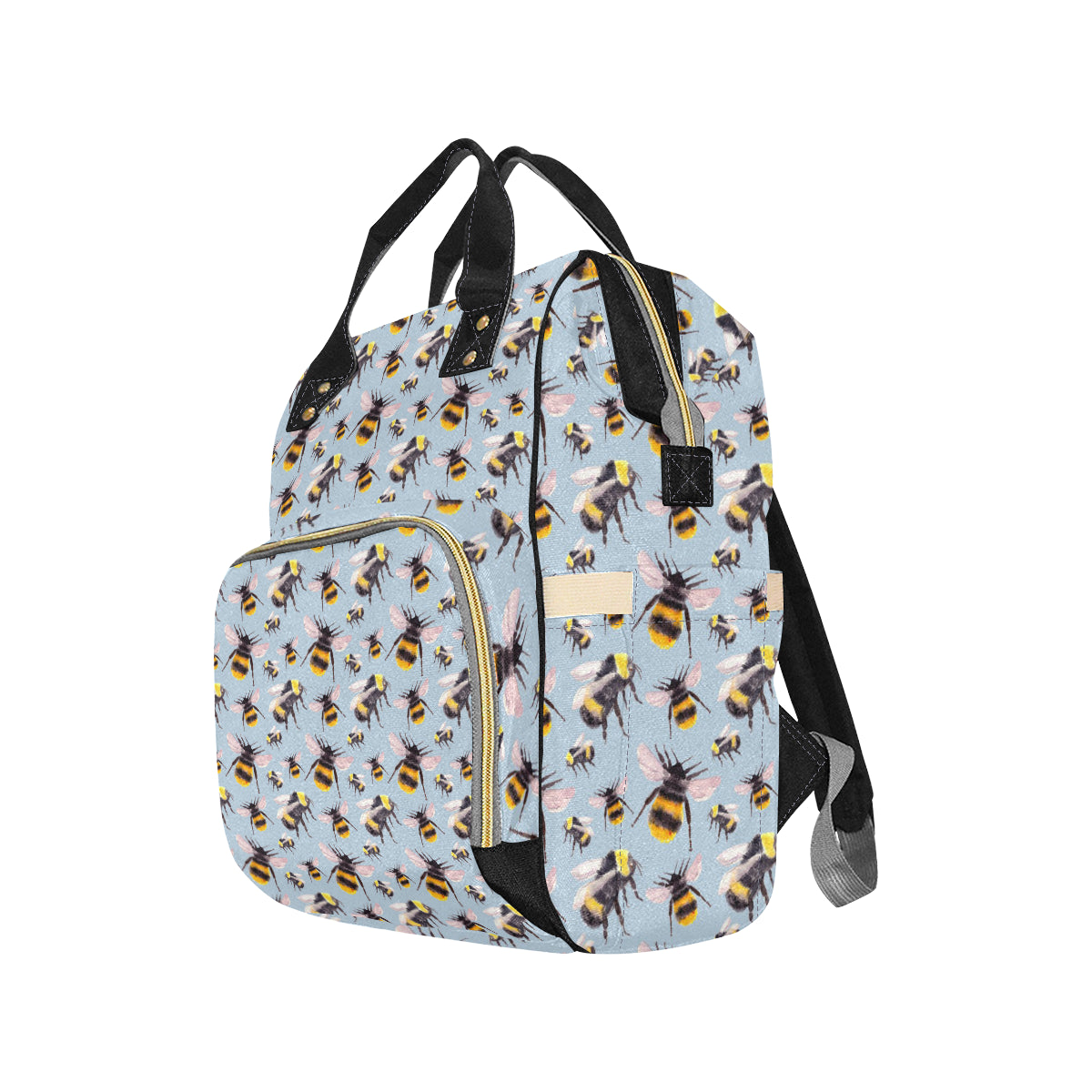 Bee Pattern Print Design BEE08 Diaper Bag Backpack