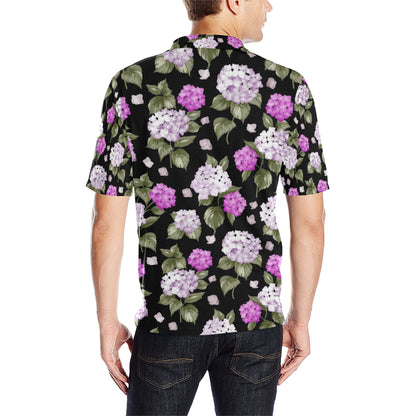 Hydrangea Pattern Print Design HD011 Men Polo Shirt