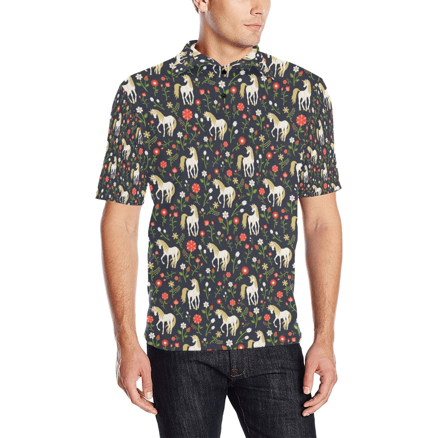 Unicorn Print Design LKS301 Men Polo Shirt